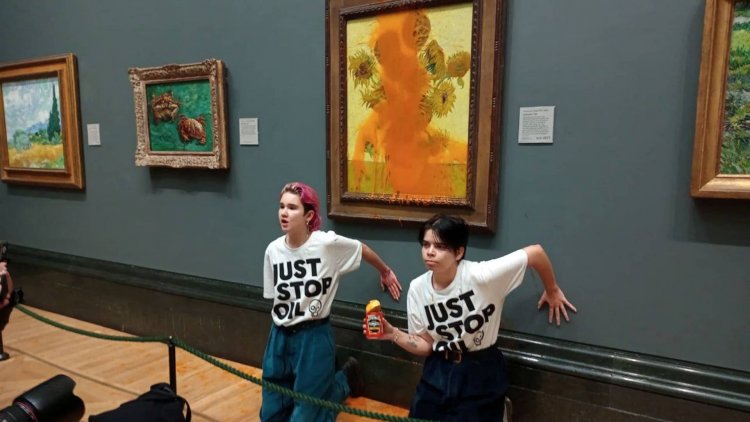 Oil protesters appear in court after throwing soup at Van Gogh painting