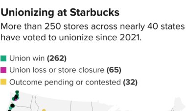 Here's a map of Starbucks stores that voted to unionize